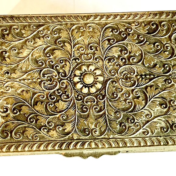 ANTIQUE ORNATE SILVER-PATINA, JEWELRY BOX. - Picture 2 of 6